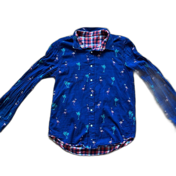 Chubbies The Inside Out Flip Reverse It Plaid & Palms Pearl Snap Shirt Mens Sz M - Picture 3 of 8